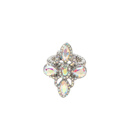 Chasity AB Silver Stretch Rhinestone Competition Ring
