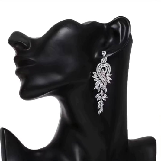 Lillie Silver Rhinestone Competition Earrings (Petite)