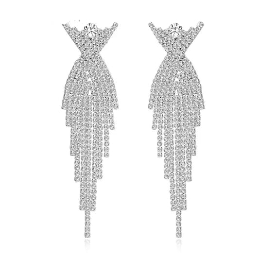 Harper Silver Rhinestone Competition Earrings - Restocked!