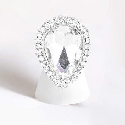 Angela Silver Stretch Rhinestone Competition Ring