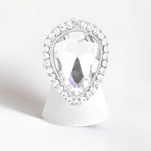 Load image into Gallery viewer, Angela Silver Stretch Rhinestone Competition Ring
