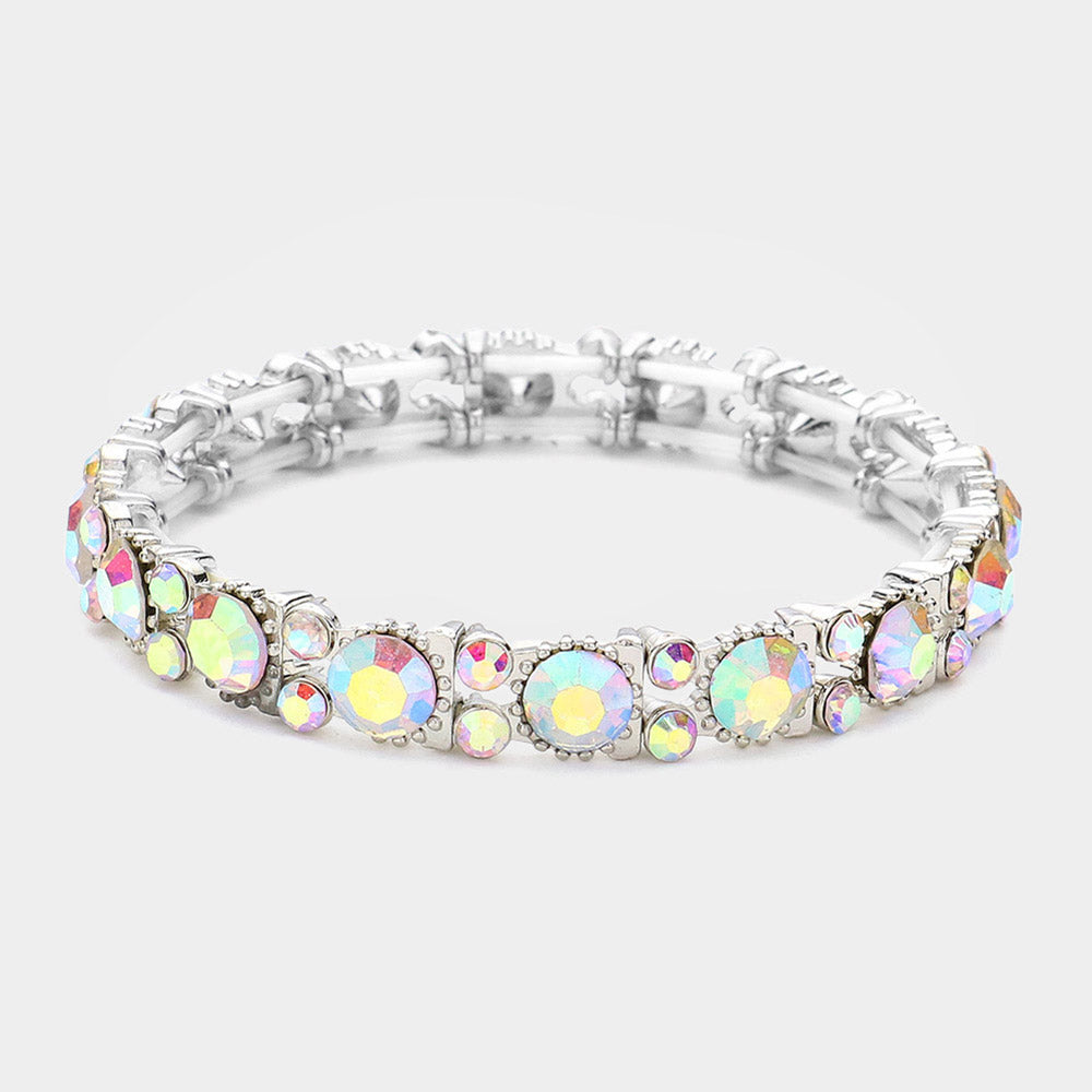 Asuna AB SIlver Stretch Rhinestone Competition Bracelet