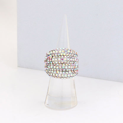 Barbara AB Silver Stretch Rhinestone Competition Ring