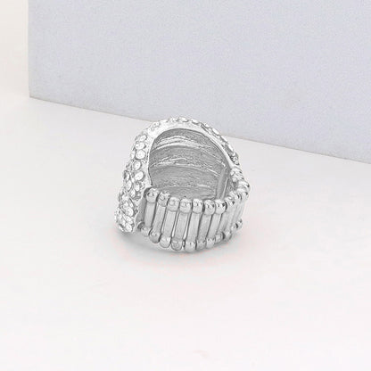 Barbara AB Silver Stretch Rhinestone Competition Ring