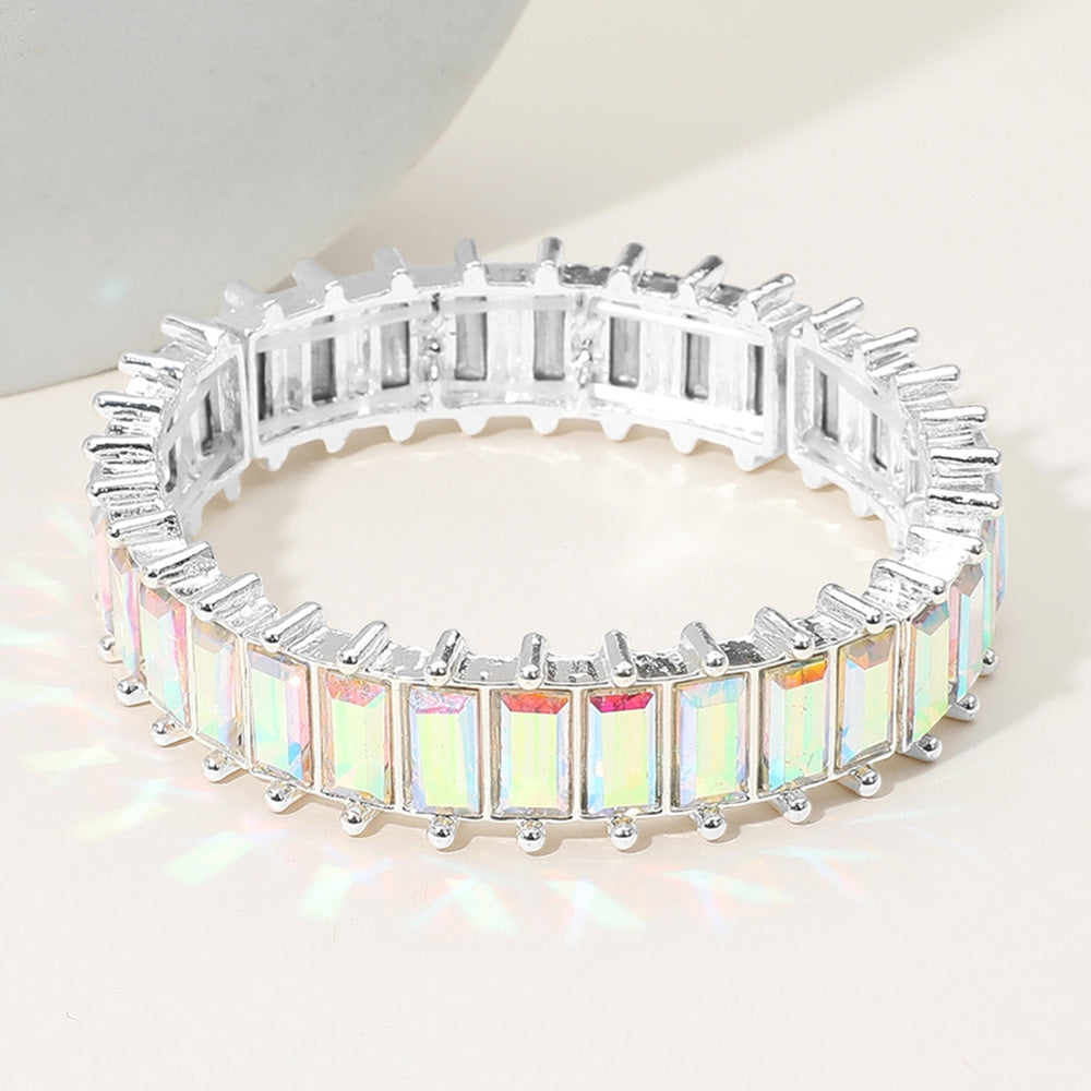 Bria AB Silver Stretch Rhinestone Competition Bracelet