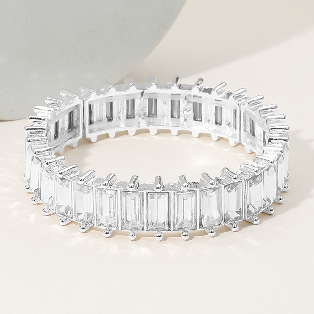 Bria Silver Stretch Rhinestone Competition Bracelet