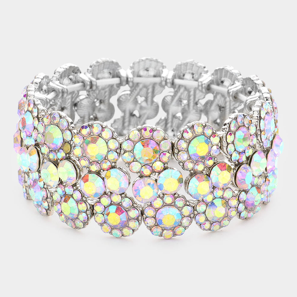 Julia AB Silver Stretch Rhinestone Competition Bracelet