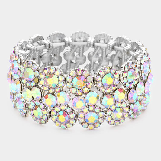 Julia AB Silver Stretch Rhinestone Competition Bracelet