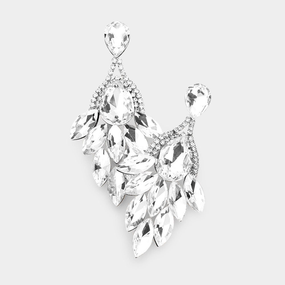 Deonta Silver Rhinestone Competition Earrings