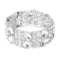Load image into Gallery viewer, Divinity Silver Stretch Rhinestone Competition Bracelet
