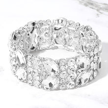 Load image into Gallery viewer, Divinity Silver Stretch Rhinestone Competition Bracelet
