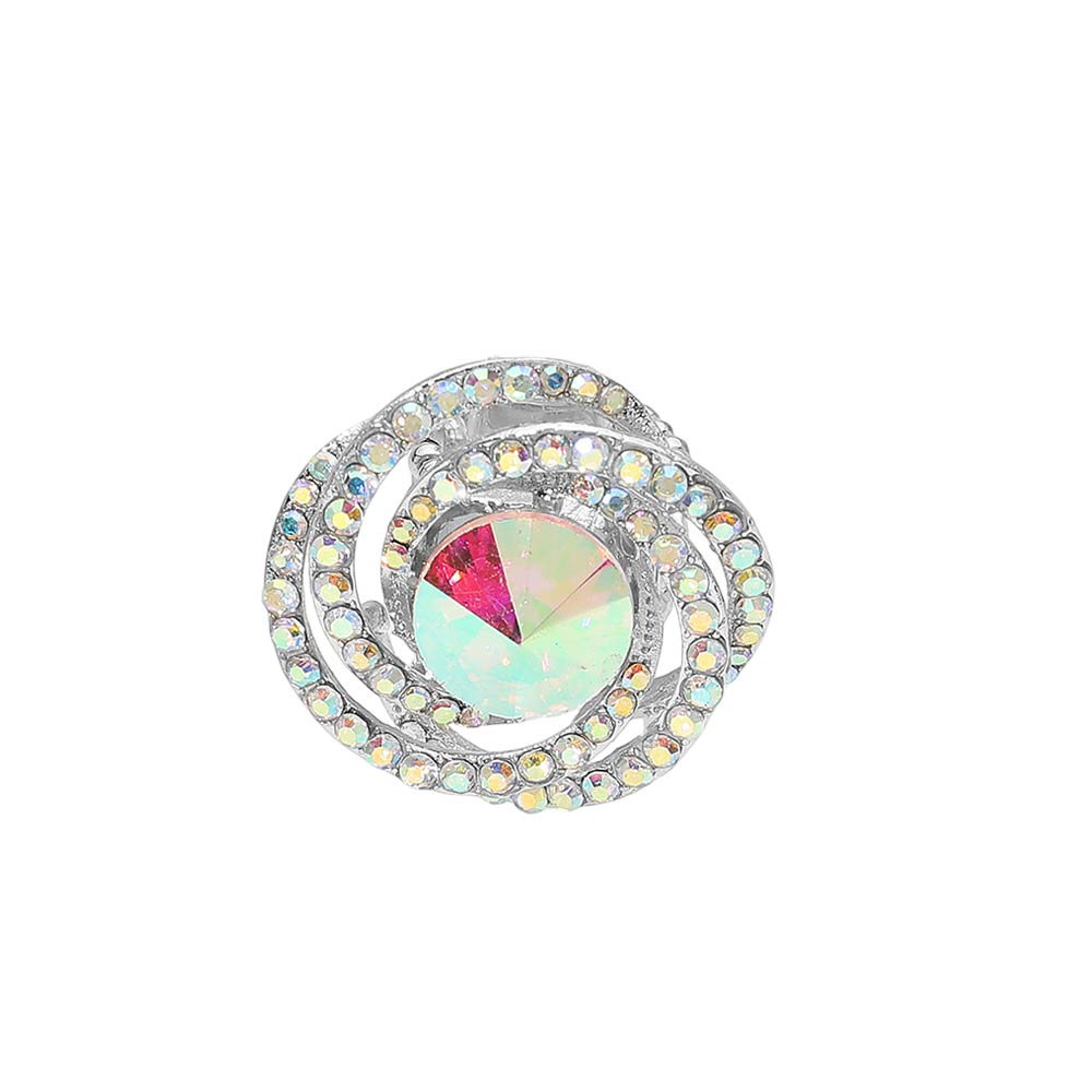 Dora AB Silver Stretch Rhinestone Competition Ring