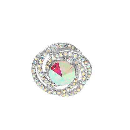 Dora AB Silver Stretch Rhinestone Competition Ring