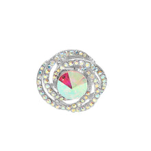 Load image into Gallery viewer, Dora AB Silver Stretch Rhinestone Competition Ring
