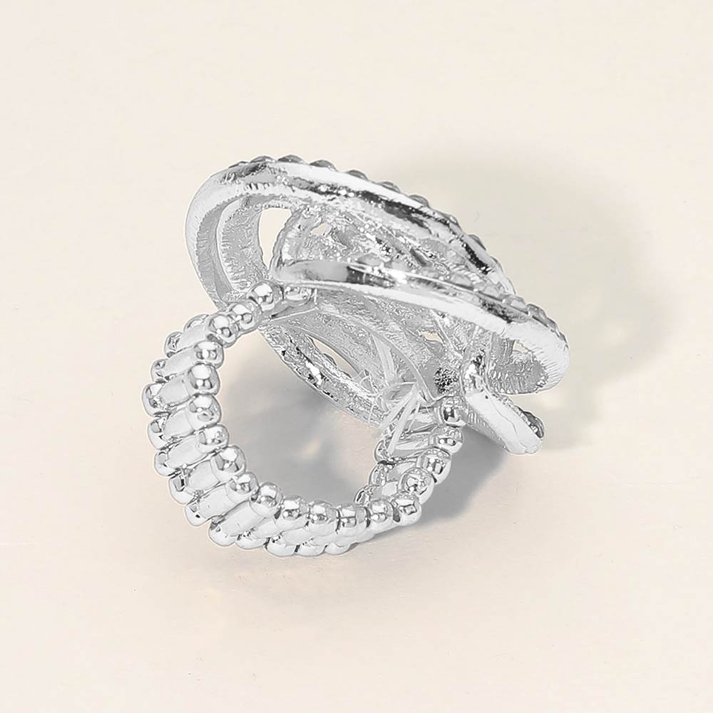 Dora AB Silver Stretch Rhinestone Competition Ring