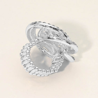 Dora AB Silver Stretch Rhinestone Competition Ring