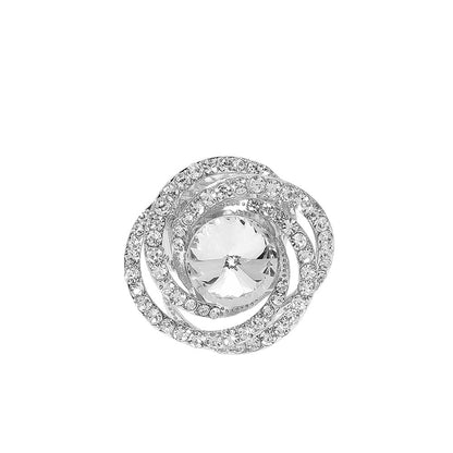 Dora Silver Stretch Rhinestone Competition Ring
