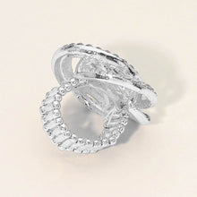 Load image into Gallery viewer, Dora Silver Stretch Rhinestone Competition Ring
