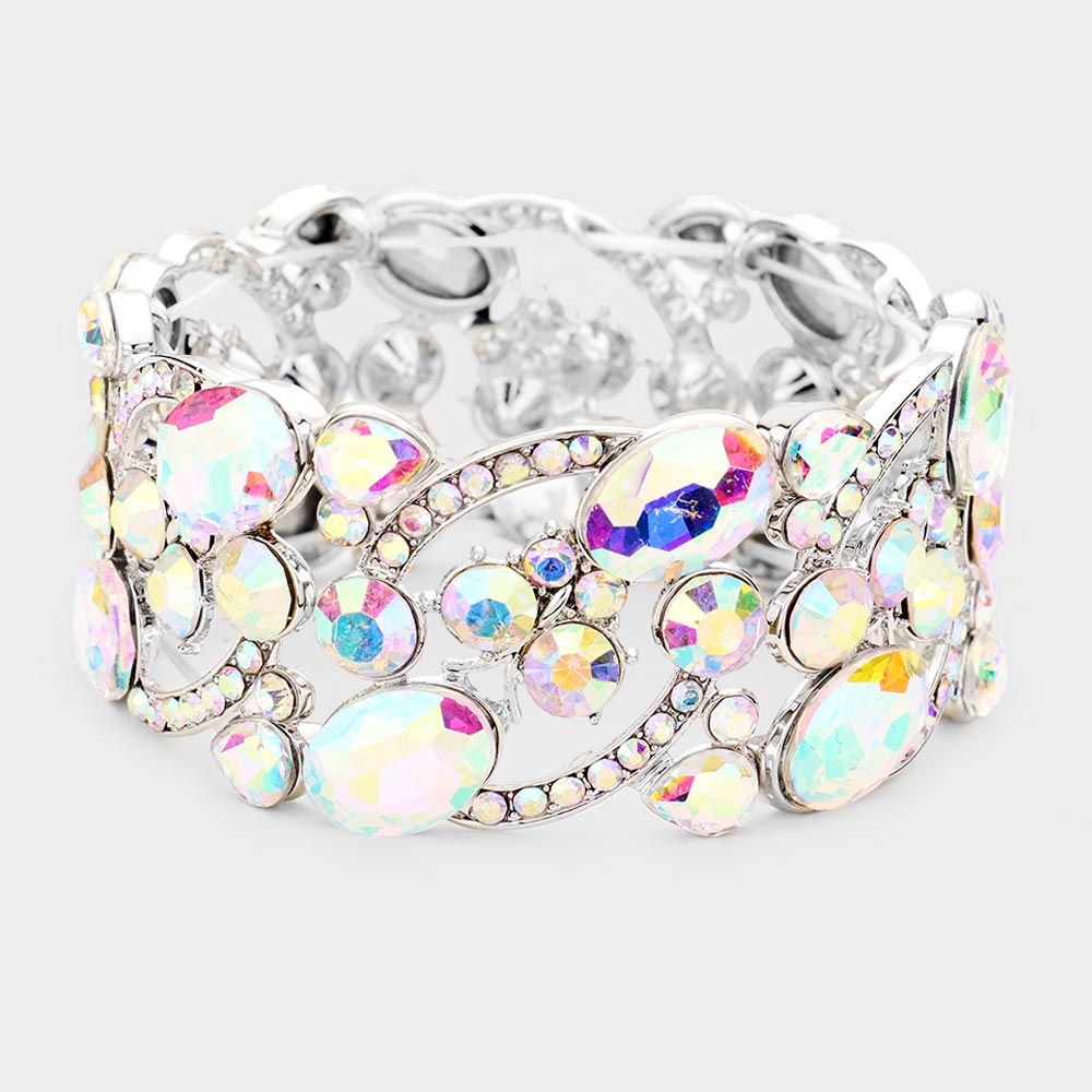 Janet AB Silver Stretch Rhinestone Competition Bracelet