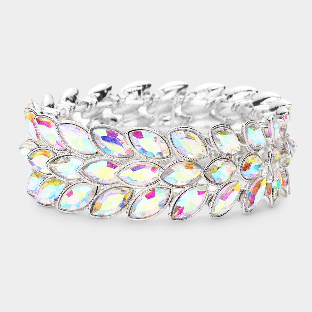 Vanessa AB Silver Stretch Rhinestone Competition Bracelet - Restocked!