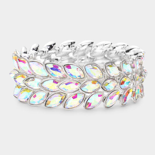 Vanessa AB Silver Stretch Rhinestone Competition Bracelet - Restocked!
