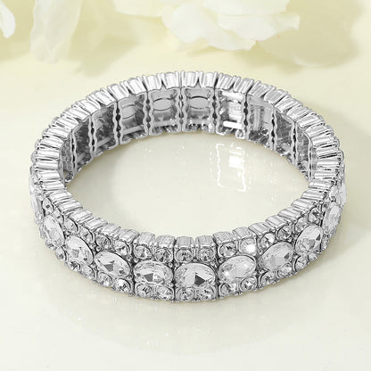 Delilah Silver Stretch Rhinestone Competition Bracelet