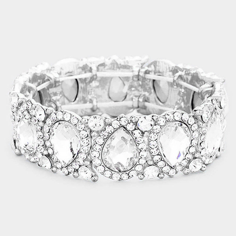 Taylor Silver Stretch Rhinestone Competition Bracelet