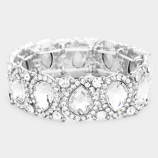 Taylor Silver Stretch Rhinestone Competition Bracelet