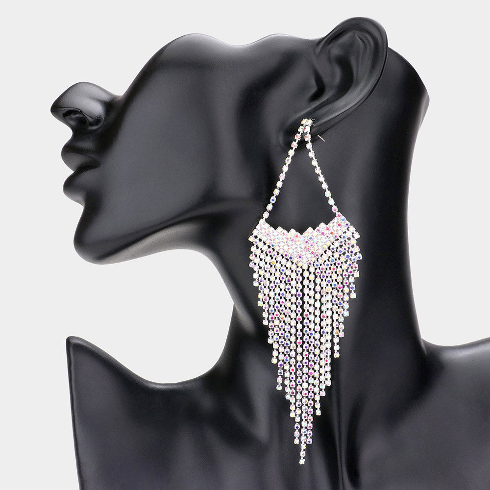Tia AB Silver Rhinestone Competition Earrings