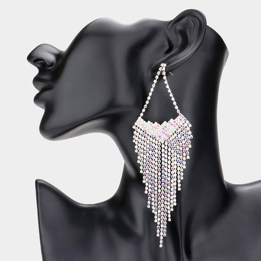 Tia AB Silver Rhinestone Competition Earrings