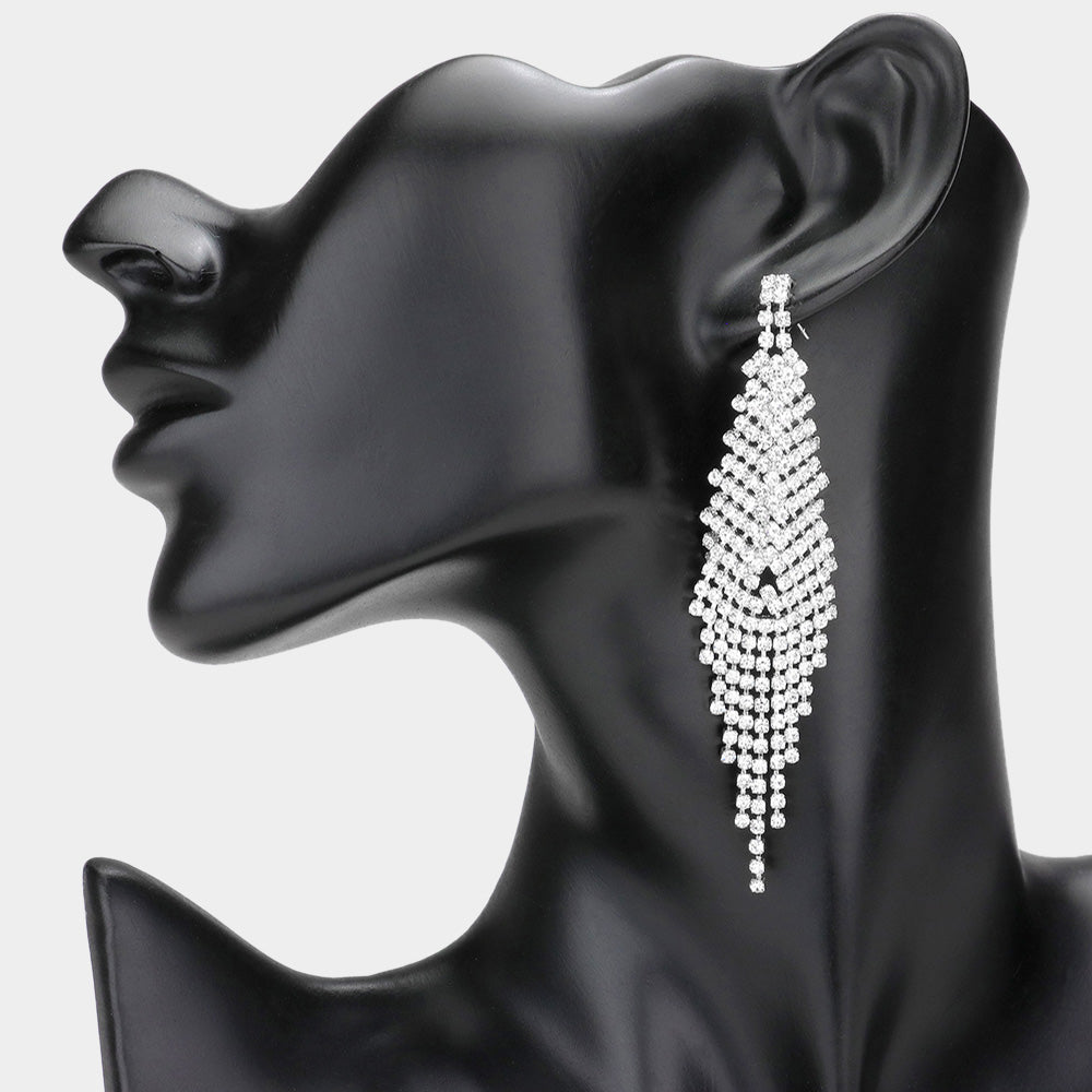 Aaliyah Silver Rhinestone Competition Earrings - Restocked!