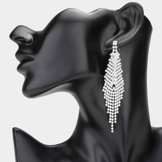 Aaliyah Silver Rhinestone Competition Earrings - Restocked!