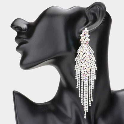 Noel AB Silver Rhinestone Competition Earrings