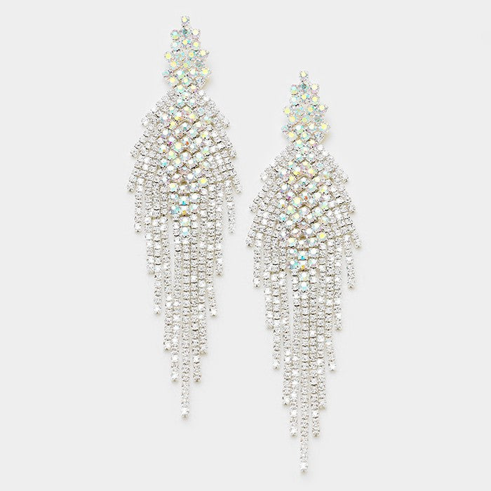 Noel AB Silver Rhinestone Competition Earrings