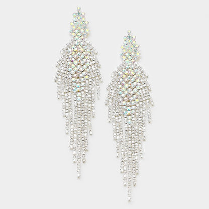 Noel AB Silver Rhinestone Competition Earrings