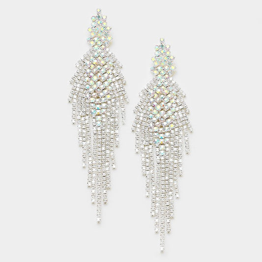 Noel AB Silver Rhinestone Competition Earrings