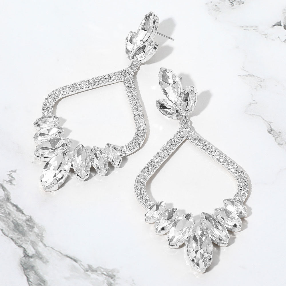 Eliana Silver Rhinestone Competition Earrings