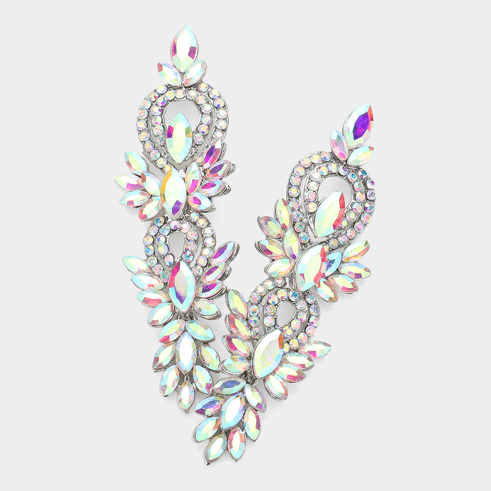Emery AB Silver Rhinestone Competition Earrings