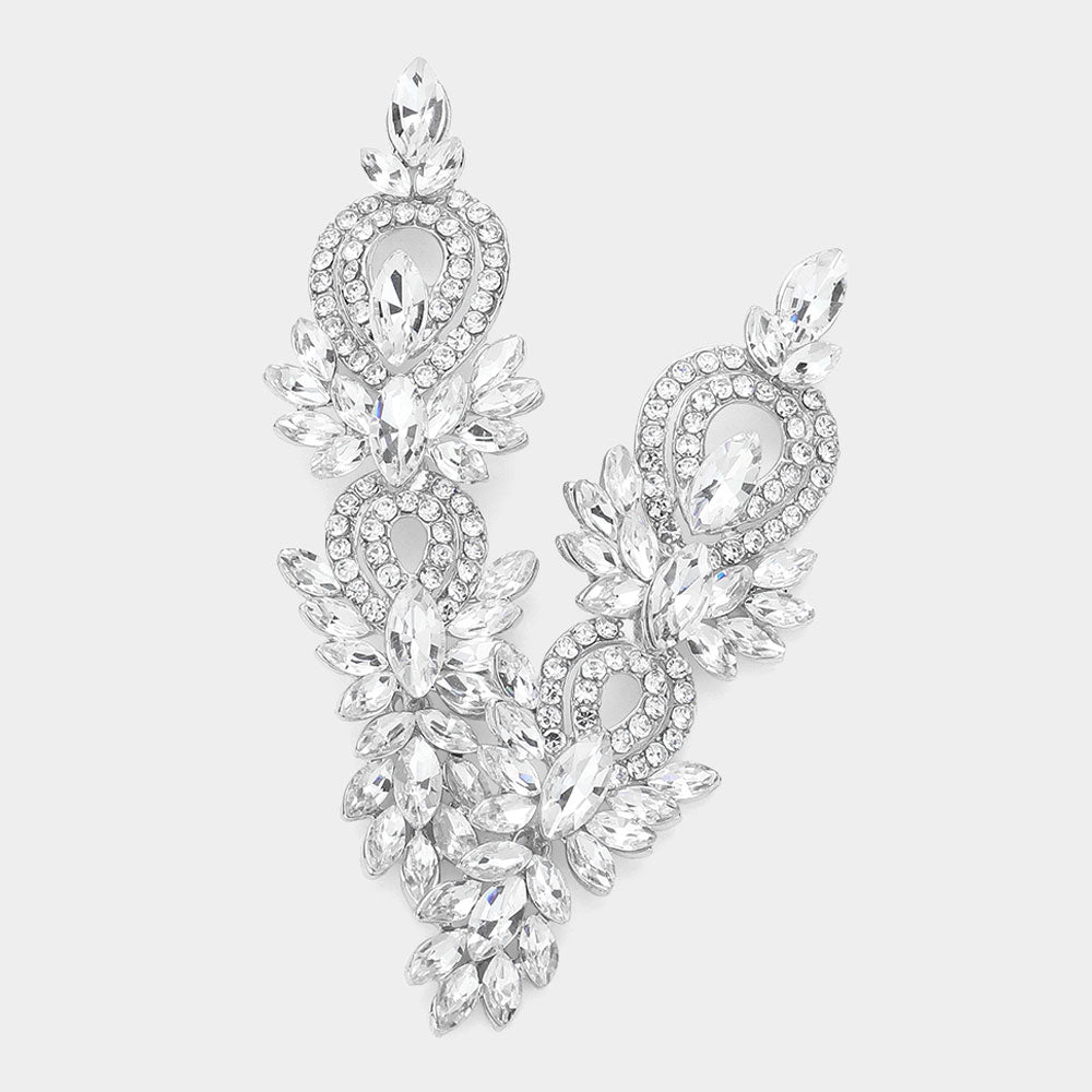 Emery Silver Rhinestone Competition Earrings
