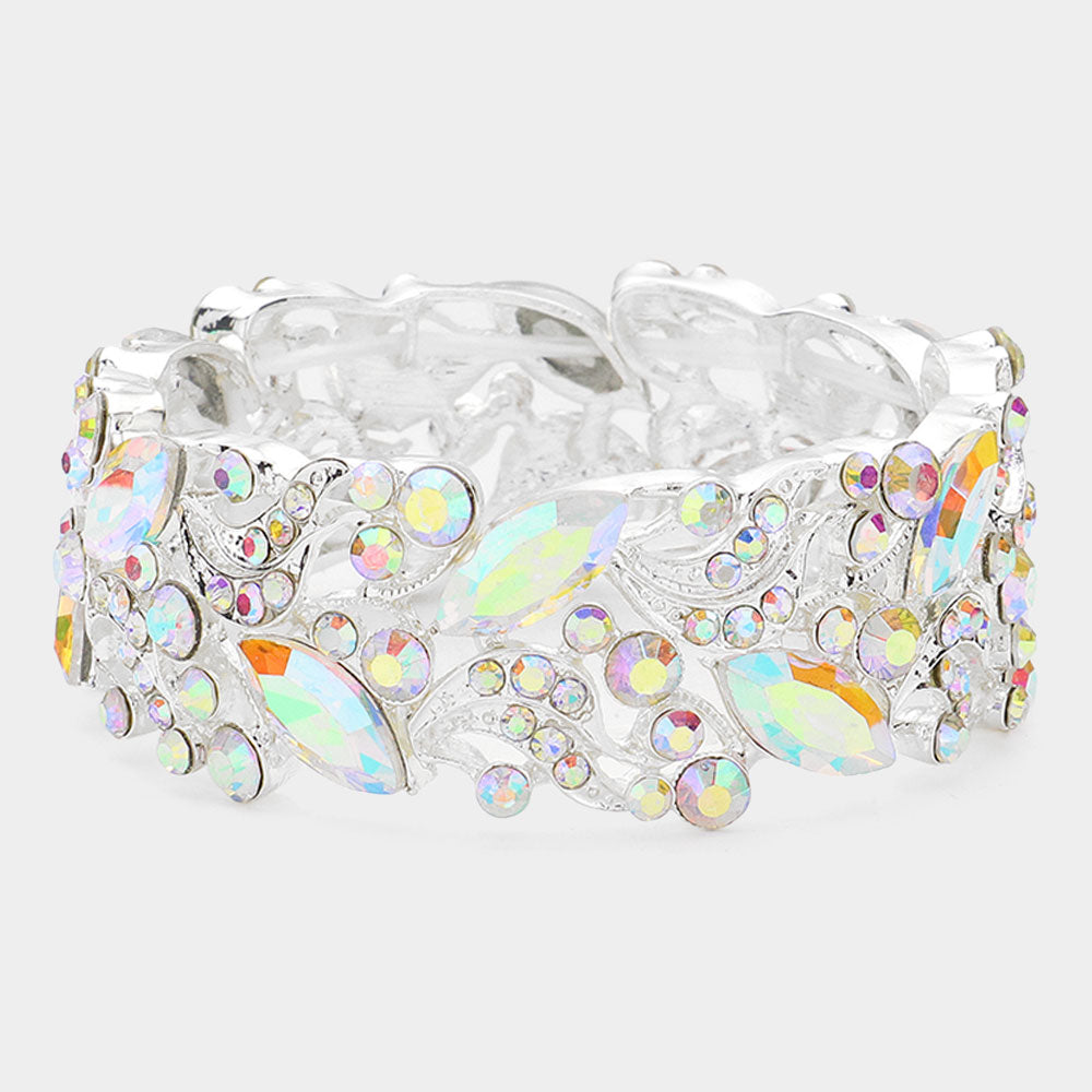 Erica AB Silver Stretch Rhinestone Competition Bracelet