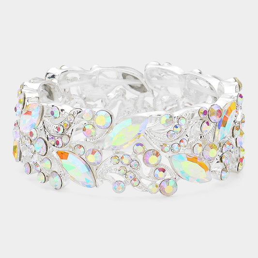 Erica AB Silver Stretch Rhinestone Competition Bracelet