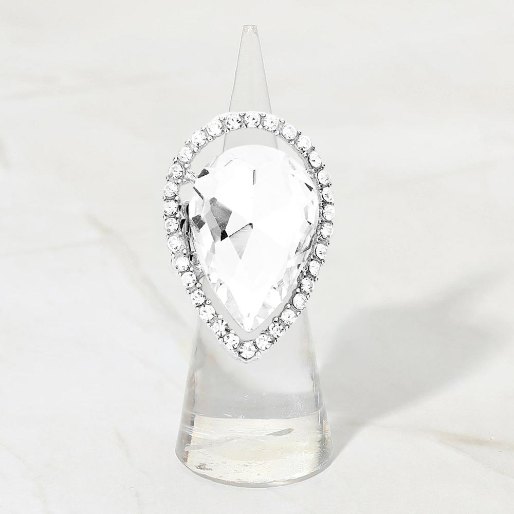 Erin Silver Stretch Rhinestone Competition Ring
