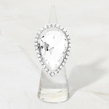 Erin Silver Stretch Rhinestone Competition Ring
