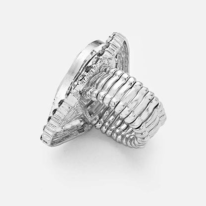 Erin Silver Stretch Rhinestone Competition Ring