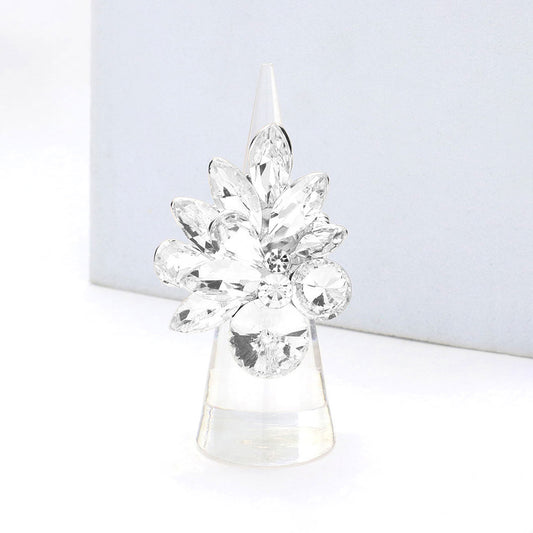April Silver Stretch Rhinestone Competition Ring