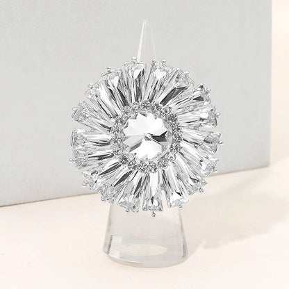 Alanah Silver Stretch Rhinestone Competition Ring