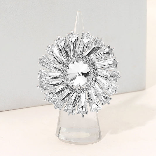 Alanah Silver Stretch Rhinestone Competition Ring