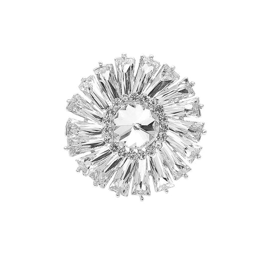 Alanah Silver Stretch Rhinestone Competition Ring