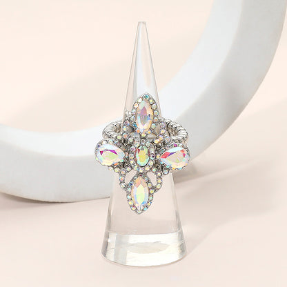 Chasity AB Silver Stretch Rhinestone Competition Ring