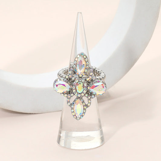 Chasity AB Silver Stretch Rhinestone Competition Ring